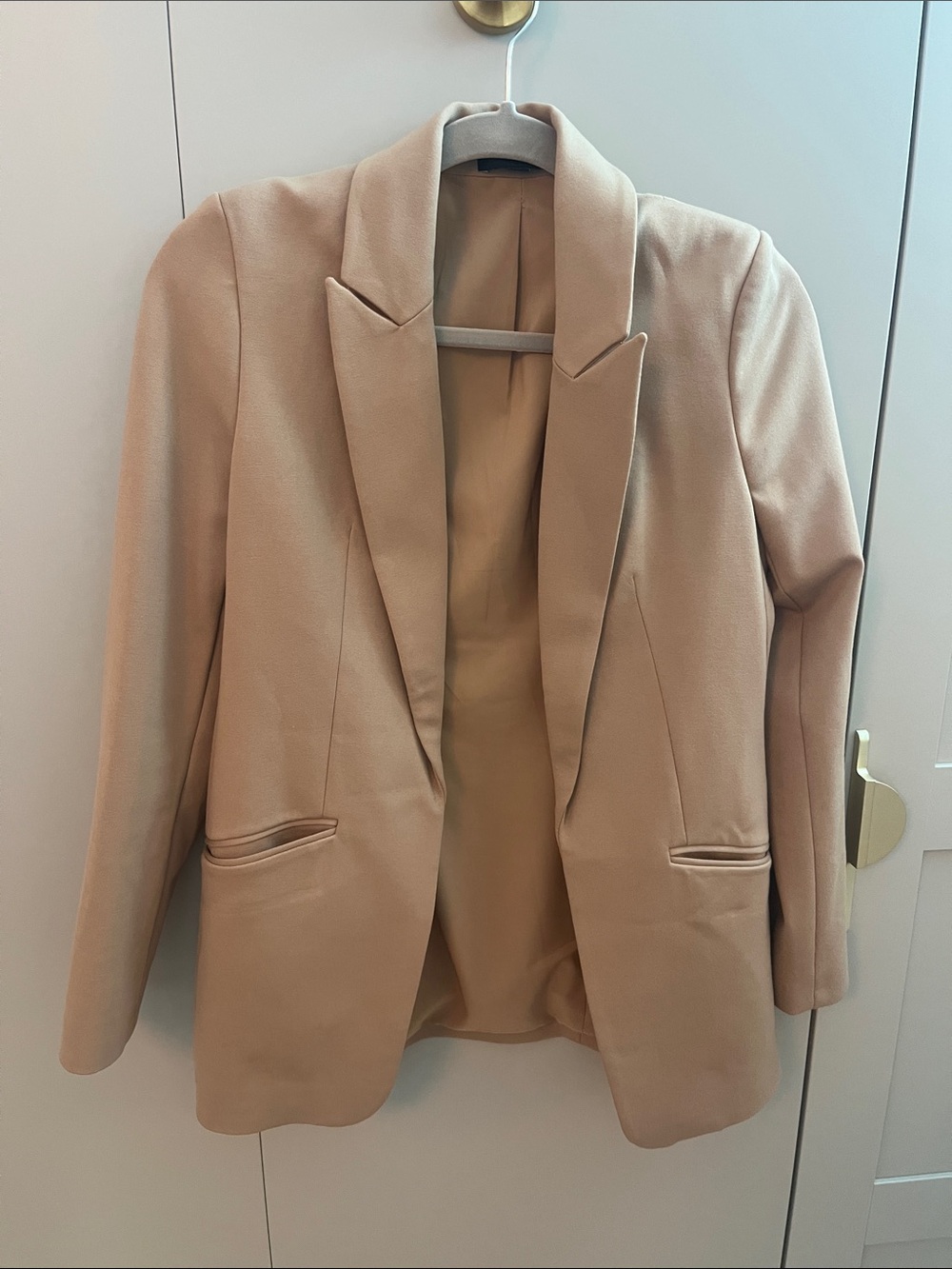 Express Tailored Camel Open-Front Blazer
